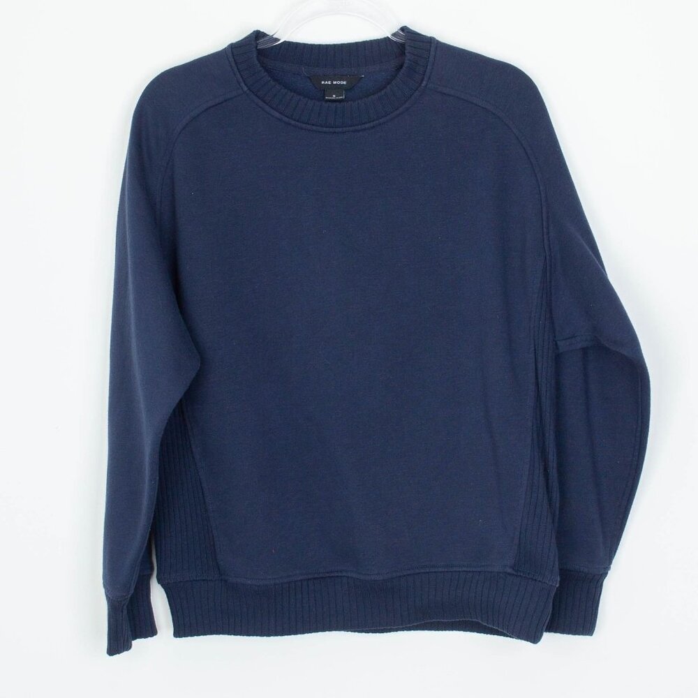 Rae Mode Womens Pullover Crewneck Sweatshirt Size S Blue Neutral Cozy Staple